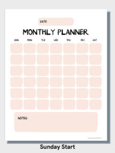 Free Printable Monthly Plan - Just Love Printables