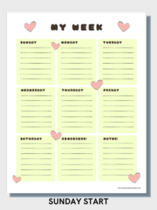 Free Weekly Plan Printable