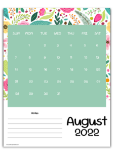 Free August 2022 Calendar - Just Love Printables
