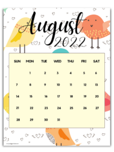Free August 2022 Calendar - Just Love Printables