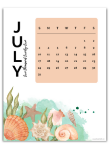 Free July 2022 Calendar - Just Love Printables