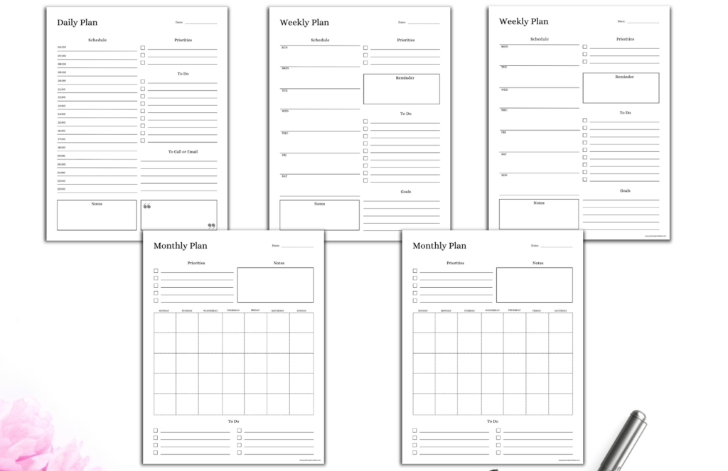 Free Daily, Weekly, Monthly Planners Printable Plus Fillable PDF - Just  Love Printables